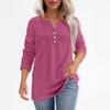 T-skjorte for kvinner T-skjorte med knapp 3/4 ermer Daglig helgmote Basic V-hals vanlig topp