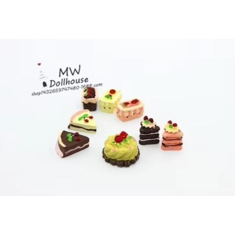 8 ks/sada Čokoládové kakaové dorty Miniaturní modely jídla Doplňky pro domeček pro panenky Panenka Kreativní dekorace Řemesla Miniatury Figurky