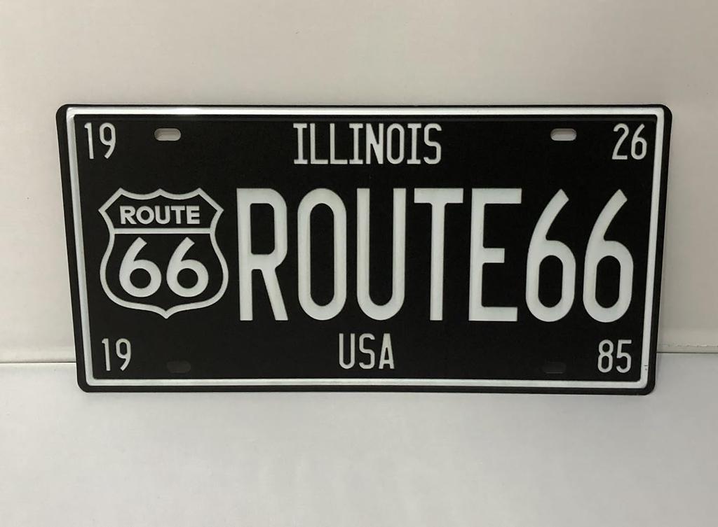 KitMall Tin Sign Route66 R66 Number Plate Style American Retro Interior (black)