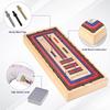 Cribbage Board Game Set, 3 Tracks Wooden Cribbage Board with Larger Storage Area, 1 Playing Card and 18 Metal Pegs, Travel Cribbage Board for Kids