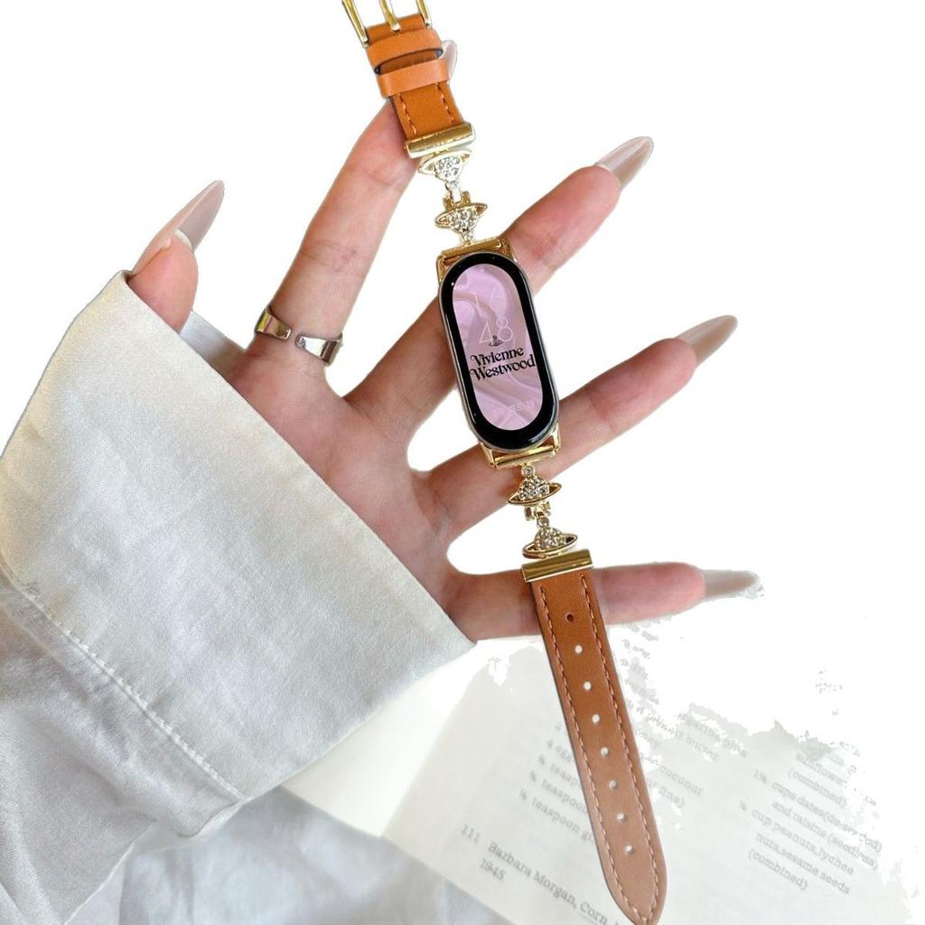 Saturn Diamant Lederarmband Geeignet für Xiaomi 89Pro Armband Apple Iwatch10 Uhr Fit3 Huawei Gt5