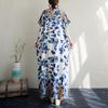 DIMANAF 2025 Summer Plus Size Dress Basic Women Casual Loose Vintage New Long Oversized Flower Dress Maxi