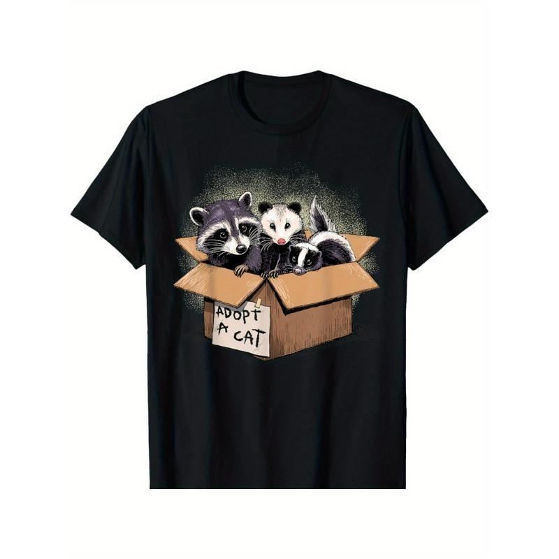 European sizes Adopt A Cat Shirt Raccoon Opossum Skunk Adopt A Street Cat T-Shirt 4XL чёрный