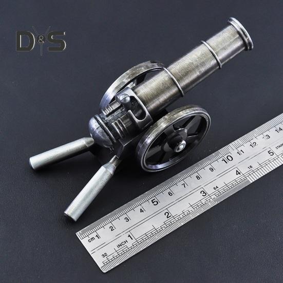 Mini Alloy Cannon Figurine Realistic Miniature Artillery Launcher Model Statue Sculpture Collection Toy Home Office Desktop Decoration Ornament