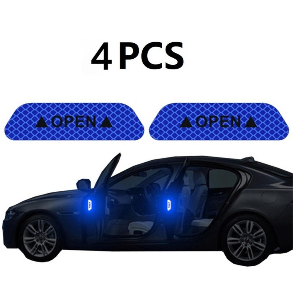 4PCS Car Door Reflective Warning Stickers: Increase Visibility & Safety with Easy-to-Apply Decals