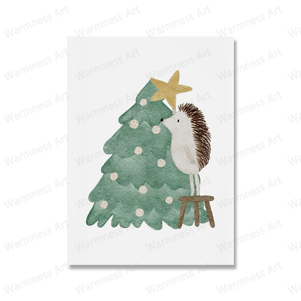 

Забавные животные, медведь, олень, гусь, автомобильные постеры, принты на рождественскую елку, настенное искусство, холст, снеговик, фотографии для детской комнаты, домашний декор 21x30cm No Framed белый