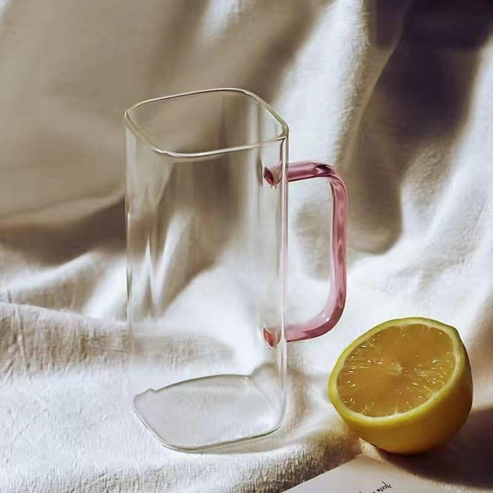 Ceai Paie Cană Pătrată De Băut Cu Capace Cafea Înghețată Mâner Unic Colorat