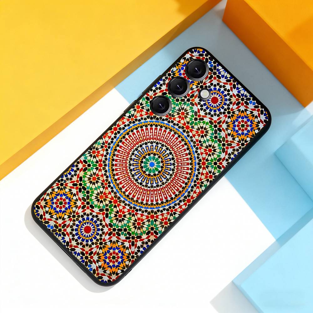 M-Moroccan Tile Cool Phone Case For Samsung Galaxy A 22,71,53,52,51,72,73,5G,Note,J7,8,9 Soft Black Cover