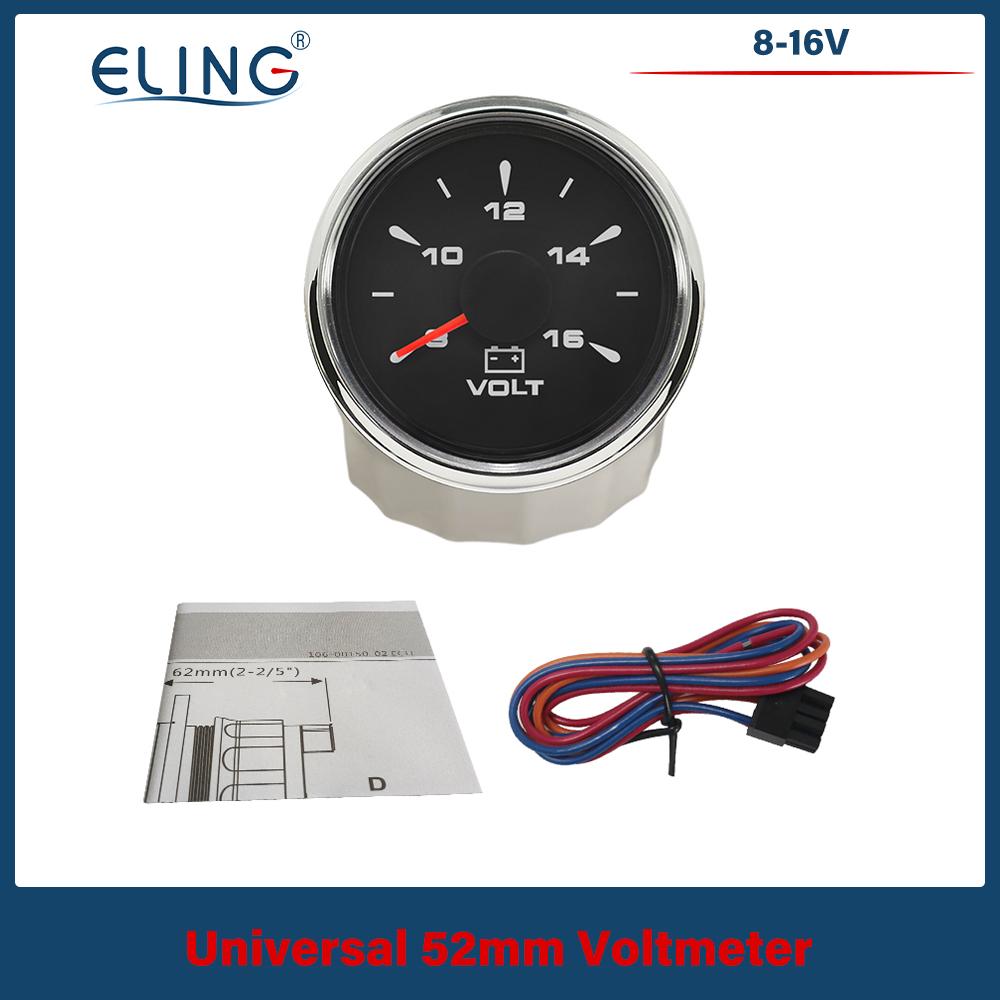 

ELING Voltmeter 52mm Volt Gauge Universal Waterproof Meter 12V 24V with 8 Colors Backlights for Boat Automobile Motor Yacht 12V BS