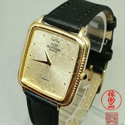 Used GLYCINE 021105 Gold Square 2P Diamond Men's Quartz