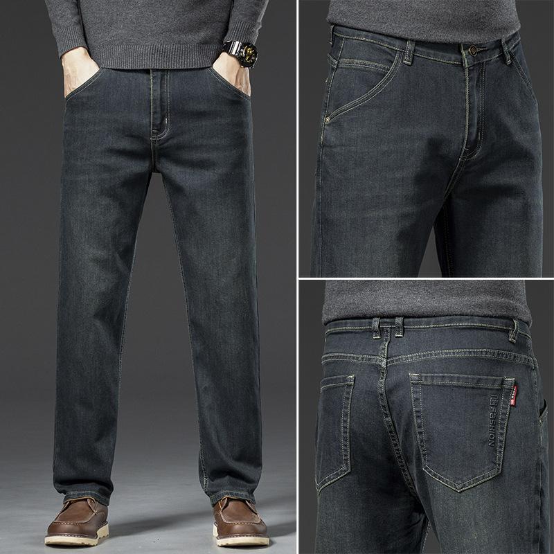 Straight-leg Jeans For Men, Autumn And Winter Elastic Casual Trendy High-end Versatile Stretch Straight-leg Loose Denim Trousers