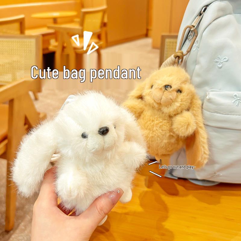 Cute Long-Eared Rabbit Plush Keychain Ornament - Girly Doll Backpack Charm