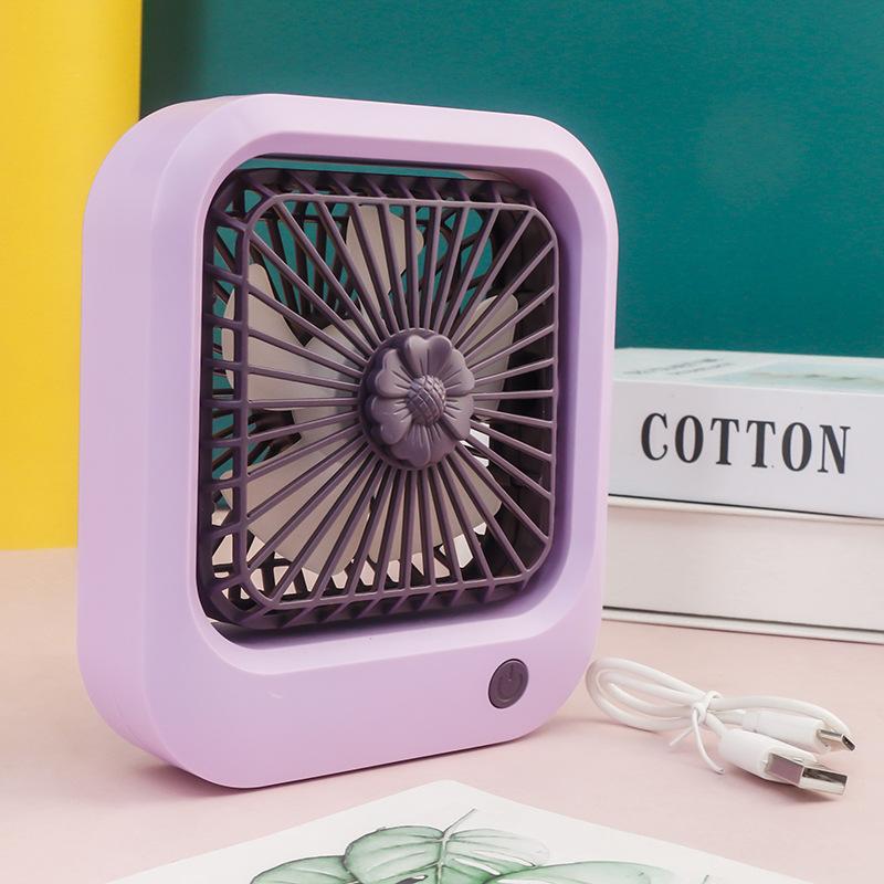 Quadratischer Niedlicher Mini Tragbarer USB-Lade-Schreibtischventilator Sommer Kühlventilator Kühler 2 Windgeschwindigkeiten Einstellbar