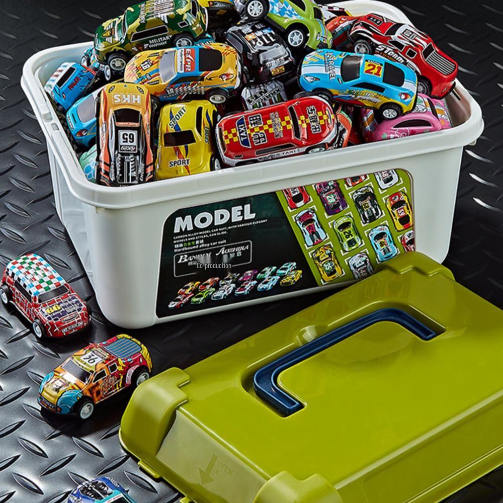 Collector's Edition Storage Bucket: 30 Alloy Pull-Back Racing Cars Tin Set