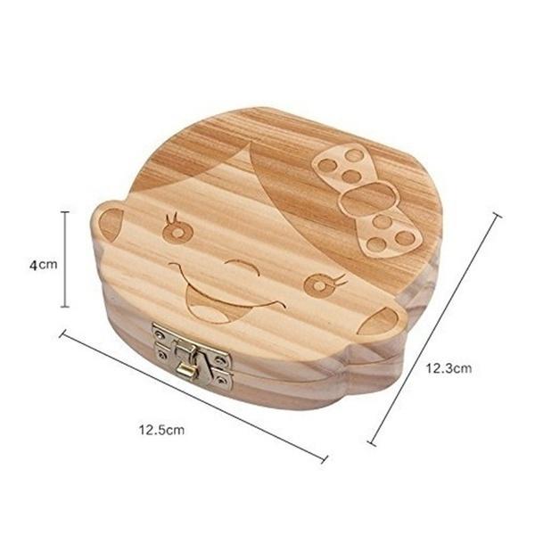 10 Sprachen: Englisch, Niederländisch, Spanisch, Portugal, Französisch, Russland. Baby-Zahnbox aus Holz, Organizer, Milchzähne, Aufbewahrung, Zähne sammeln, Nabelschnur, Gifs speichern