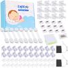 69 Packs Baby Proofing Kit Including 12 Hidden Cabinet Locks, 8 Adjustable Safety Latches, 26 Outlet Covers, 20 Baby Proof Corners, 2 Anti Tip