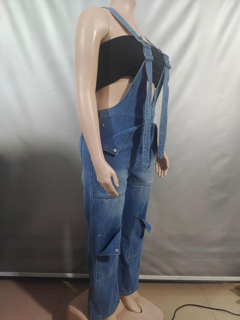 Women's European & American Denim Overalls - Summer Casual Zipper Washed One-piece Long Pants