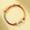 Gradient Color Peach Blossom Knot Bracelet Handmade Braided Adjustable Inspirational Good Luck and Wealth Bracelet