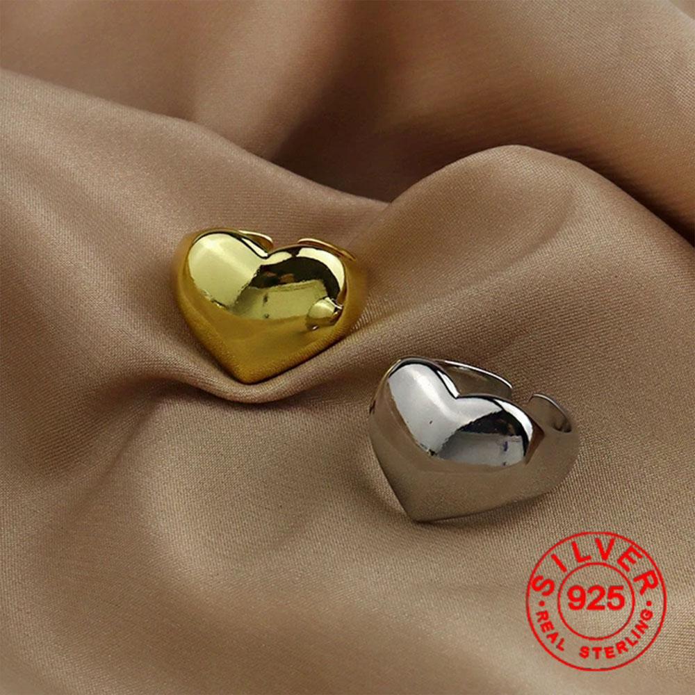 BF CLUB Silver Color Rings for Women Fashion Geometric Handmade Irregular Gold Heart Ring Party Christmas Gift