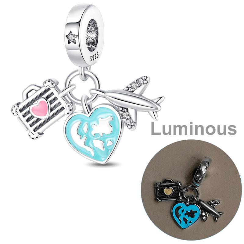 Copper Colorful Luminous Charms Bead Shell Turtle Butterfly Star Dangle Fit Bangle Bracelets Diy Jewelry Marking