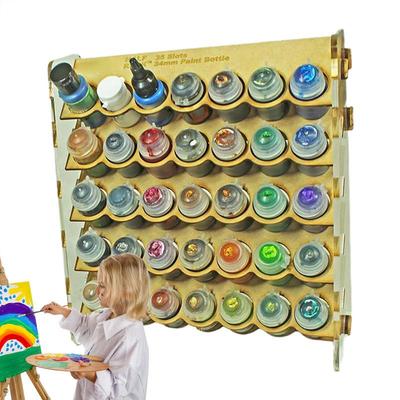 מעמד לבקבוקי צבע 35 חריצים 34 מ"מ מחזיק צבעים מחזיקי כלים רב-שכבתי ארגונית עץ מעמד אחסון ארון
