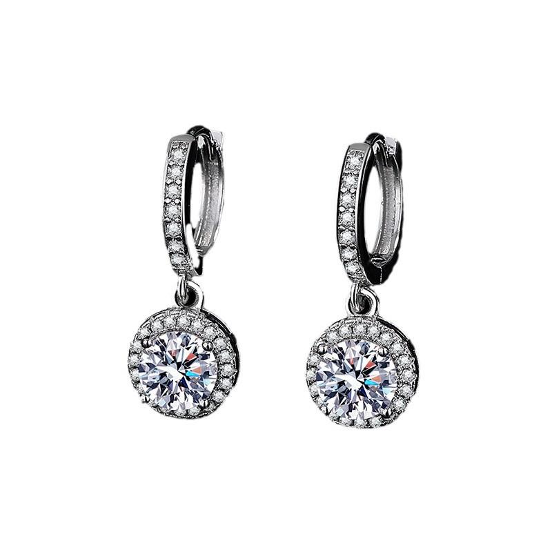 Trendy Imitace Moissanitu Střapcové Princeznovské Náušnice - Jednokarátové Kulaté Visací Manžety pro Ženy