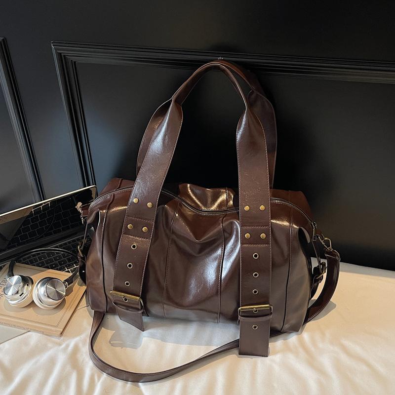 

Retro women s bags Large capacity versatile tote bags European and American high-end locomotive bags Commuter shoulder bags 39*16*22 темно-коричневого