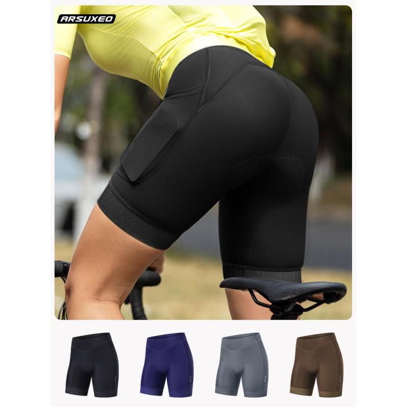 Womens High-Waisted Cycling Shorts 3/4 Length With Gel Pad Breathable Fitness Bike Pants Riding