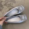 Gentle Single Shoes New Temperament Square Buckle Rhinestone Shallow Mouth Flat Bottom Commuter Floating Shoes