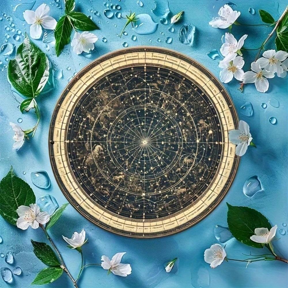 Vintage Retro 7.8 Inch Round Zodiac Constellations Metal Tin Sign Wall Art Home Decor