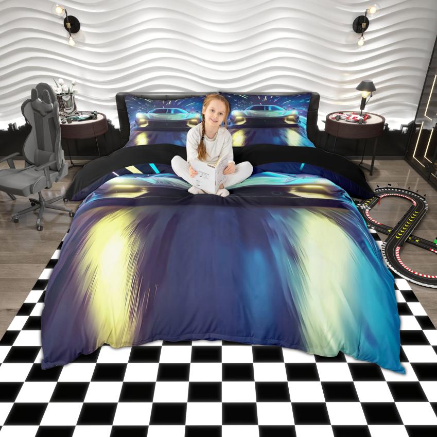 Homewish Boys Extreme Sport Duvet Cover Set Dirt Bike Bedding Set Racing Car Bed Set Room Decor