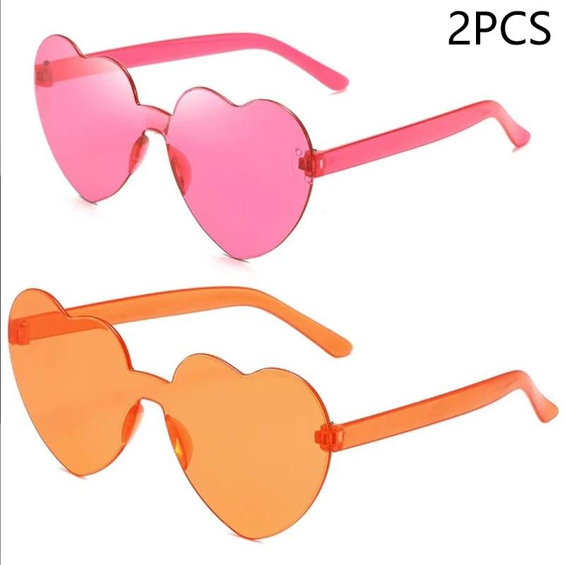 New Love Sunglasses Jelly Color Frameless Heart-shaped Sunglasses Dazzling Color Sunglasses