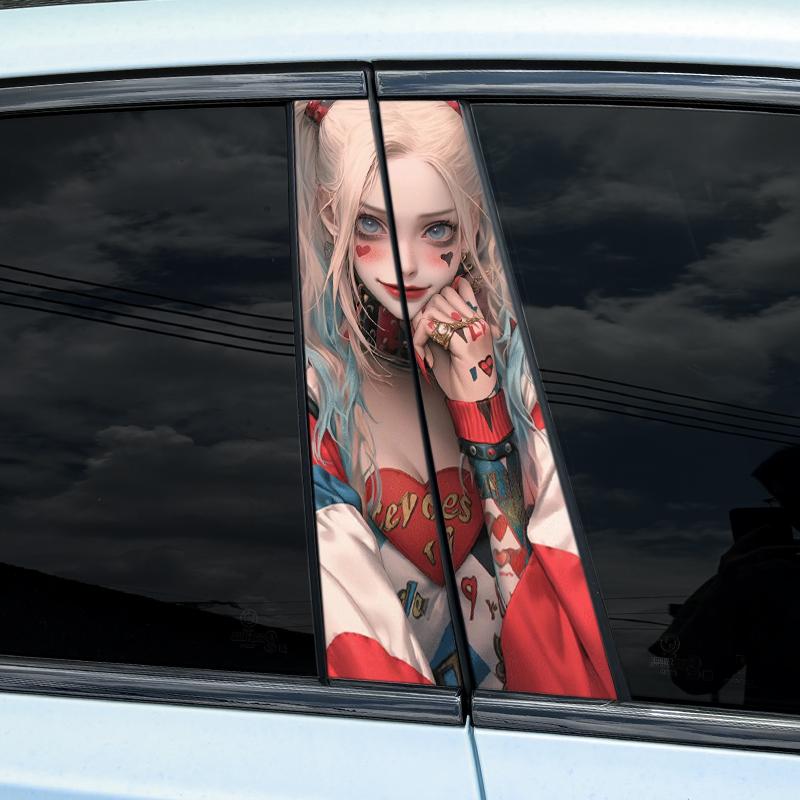 1/2pcs Joker Lady Car Stickers Auto B Pillar Waterproof Decoration Cover Scratches DIY Car Doors Pillar Sunscreen Vinyl Decals