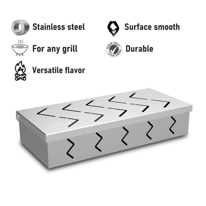 Outdoor Grilling Box Wood Chips BBQ Grill Case With Hinged Lid BBQ Grill Case Enhanced Wood Chips Flavor For Grill Food Lovers