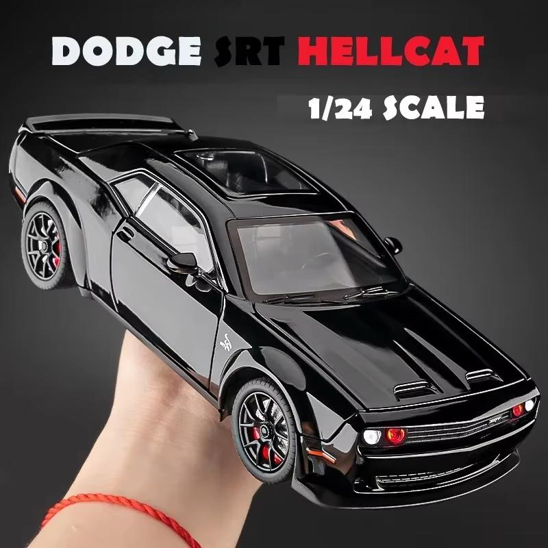 1:24 Dodge Challenger SRT Hellcat Alloy Muscle Car Model Die-cast Metal Sports Car Ornaments Vehicle Model Sound and Light Children's Toy Boy Gift