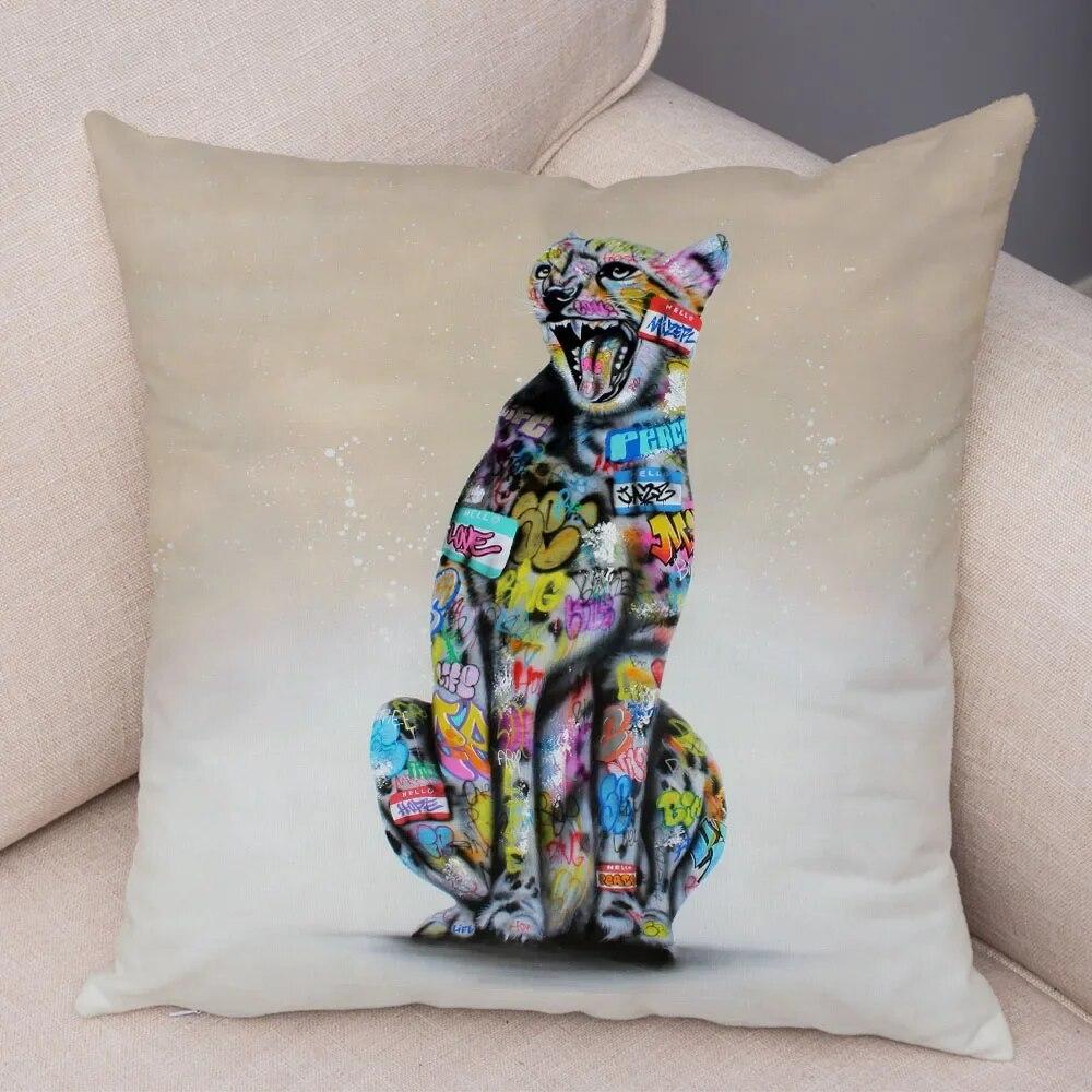 Home Decor Abstract Street Art Animal Cushion Cover Graffiti Gamepad Sofa