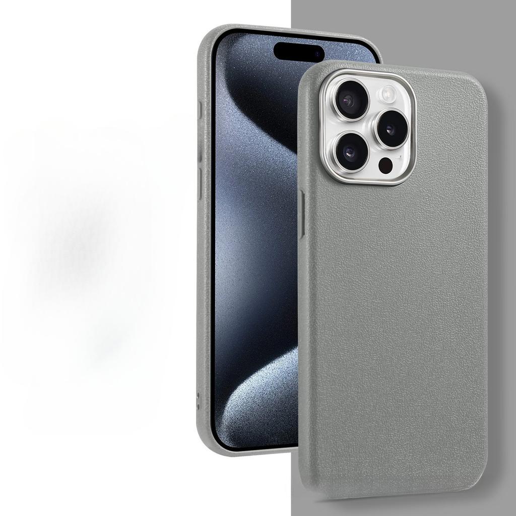 Luksusowe etui ze skóry PU dla iPhone 16 Pro Max, Premium Teksturowane Odporne na wstrząsy Etui Ochronne z Metalową Ramką na Aparat