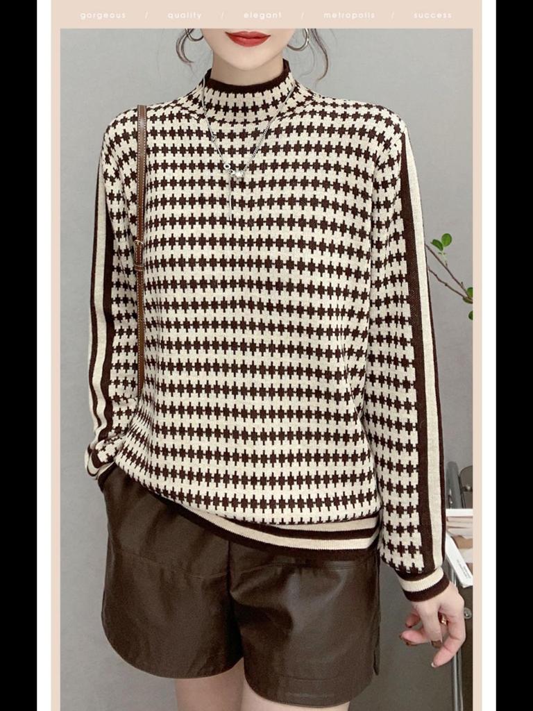 Women's 2024 Autumn/Winter Loose Knit Turtleneck Sweater - Small Size