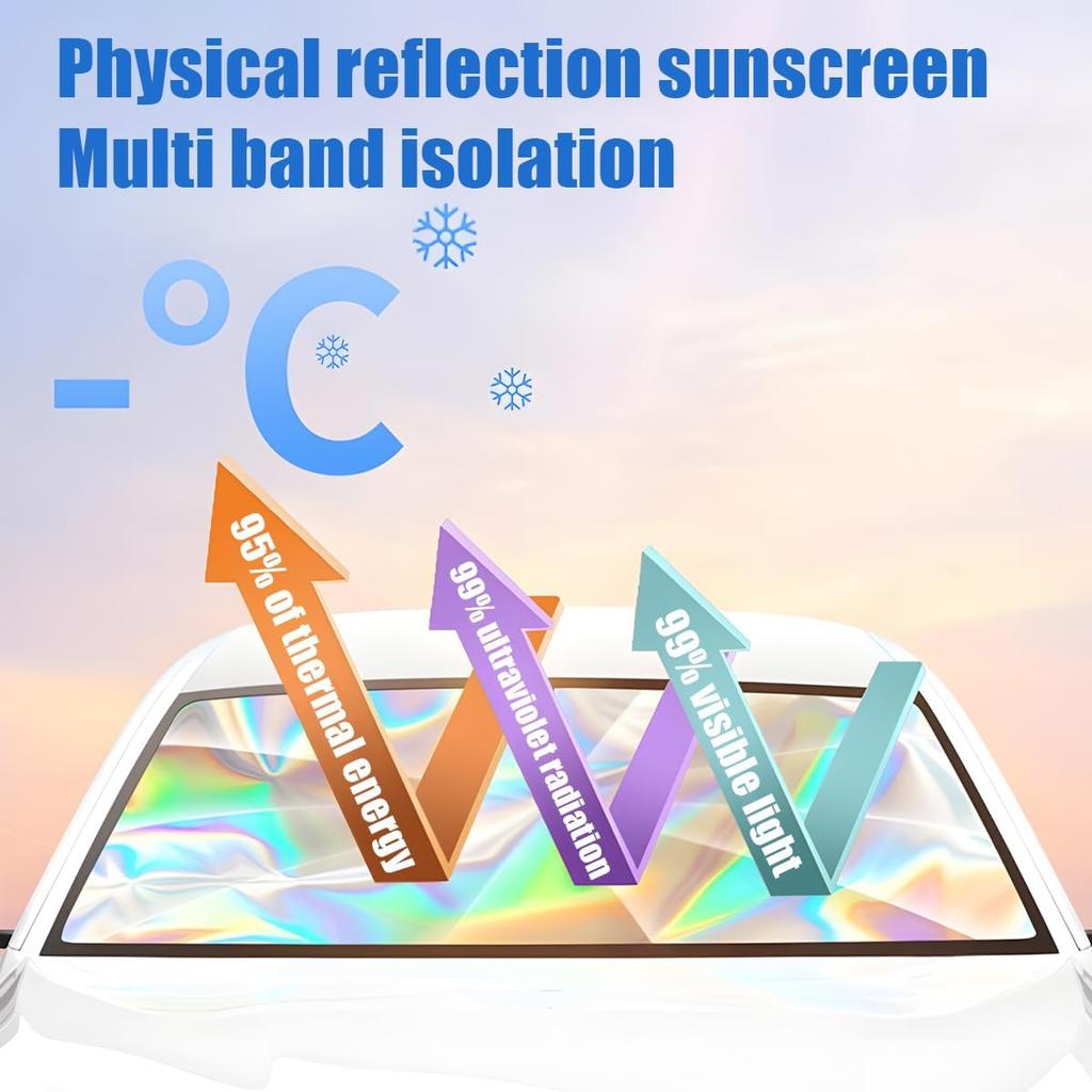 Car Windshield Sun Shade Umbrella, Foldable Automotive Sunshade Cover for Block UV Rays & Heat, Vehicle Interior Front Window Protector Accessories,