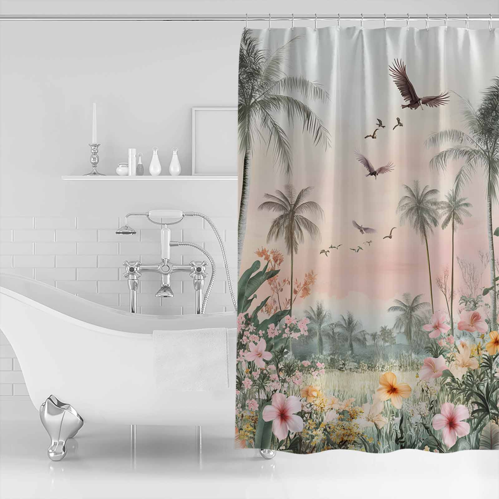 

Ретро Пейзаж На Открытом Воздухе Занавеска для Душа для Ванной Комнаты Художественная Красочная Декорация Коврик для Ванной для Домашнего Декора 122x183cm