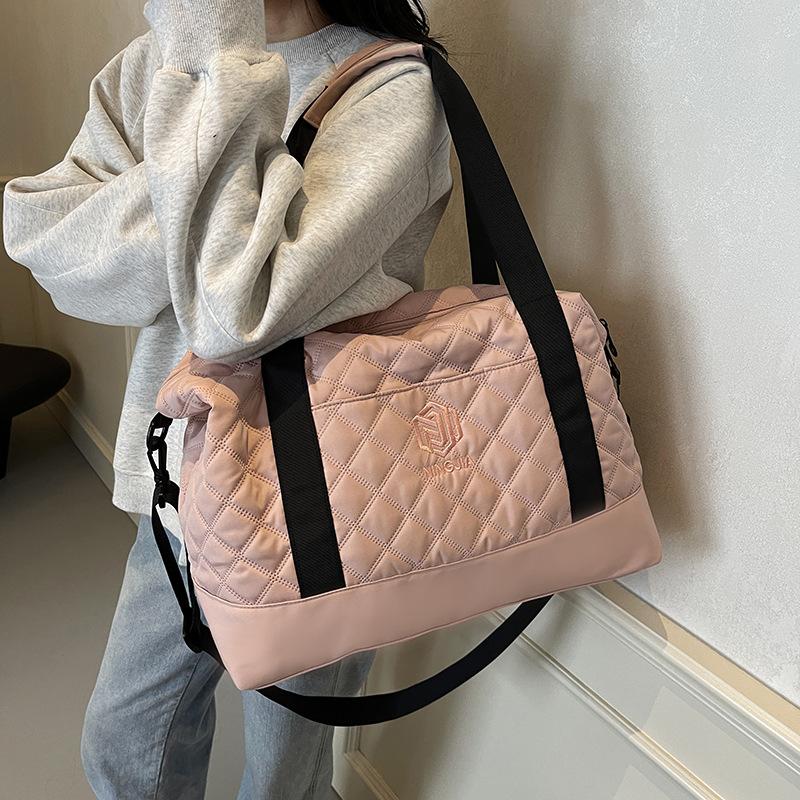 Women's diamond foreign style versatile dry and wet separation fitness bag going out simple decompression portable travel bag can be set with tie rod