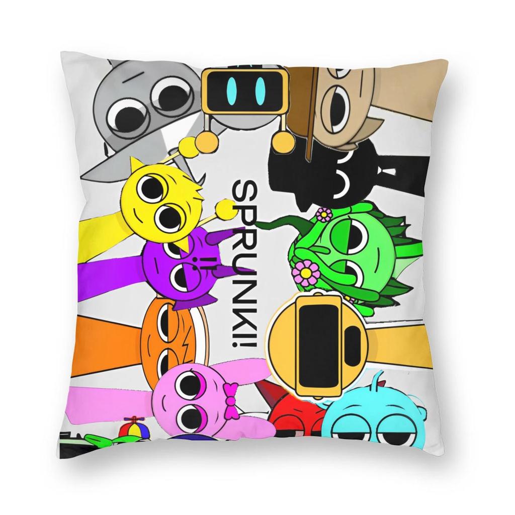 Sprunki Jevin Grappige Game Kussensloop Bedrukte Polyester Kussenhoes Decoratie Sierkussenhoes Hoes Woonkamer Vierkant