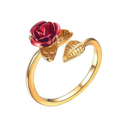 Anel Aberto Rosa Prata Joias Femininas Anel de Dedo Móvel