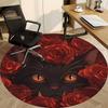 1pc Black Cat Roses Chair Carpet for Office, Round Non Slip Durable Large Size Office Carpet, Suitable for Office