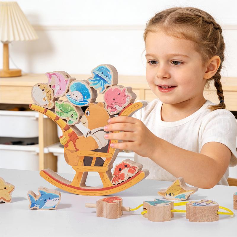 CPC Little Bear Wooden Balance Stacking Toy for Children's Early Education