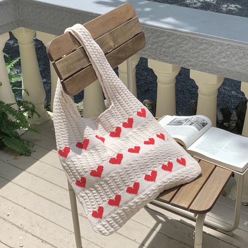 

Новая шерстяная плетеная сумка с узором «любовь» большая вместительная сумка для покупок сумка ручной работы для поездок на работу 62*36*2
