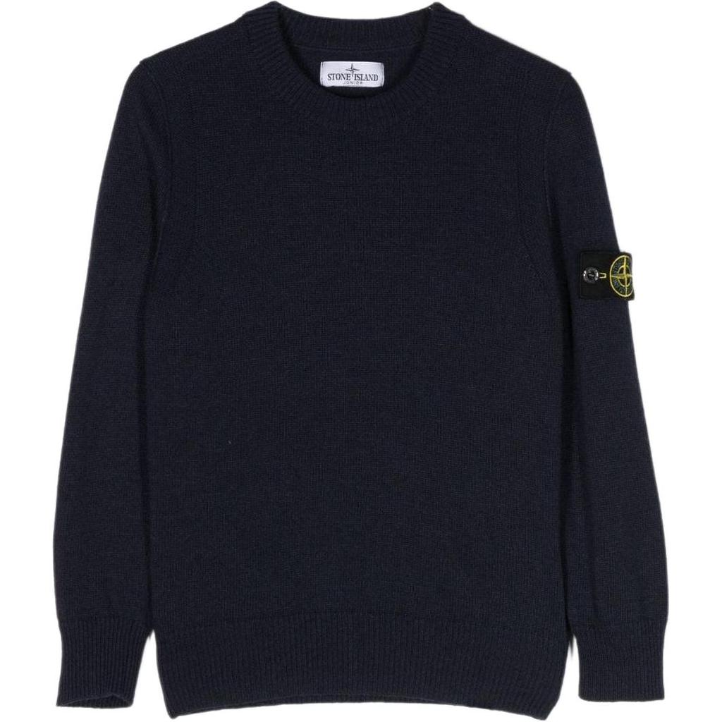 Stone Island Sweater Solid Color Round Neck Loose Fit Long Sleeve Kids sweater Dark-Blue 7916502Z1-V0020