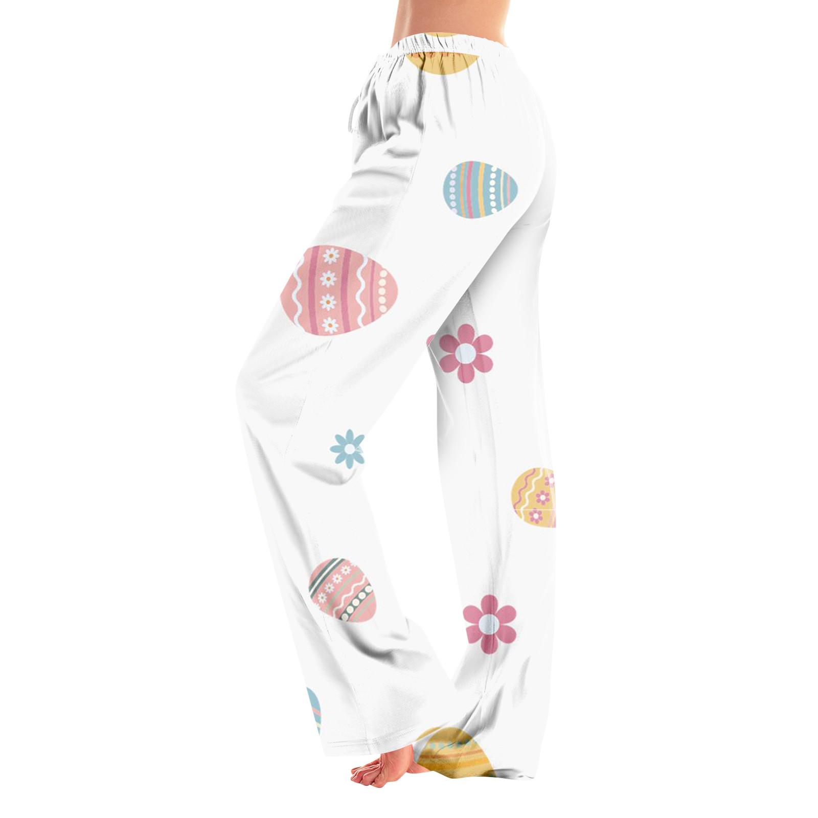 

Жіночі піжамні штани, одяг для сну, повсякденні штани на шнурках, еластичні пояси, зручні прямі вільні штани для йоги XXXL білий