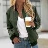 Spring Autumn Women's Solid Color O-neck Zipper Women's Jackets Vintage Long Sleeve Cool Girl Jacket Daily Black Casual Ladies Clothing