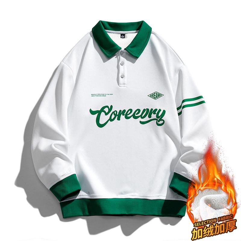 Men's Retro Lapel Polo Hoodie - 2024 Spring/Autumn Trendy Japanese Workwear for Teens